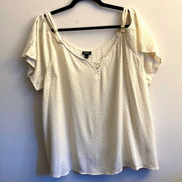 torrid Tops - Torrid Cold Shoulder Yellow Floral Blouse Size 2X